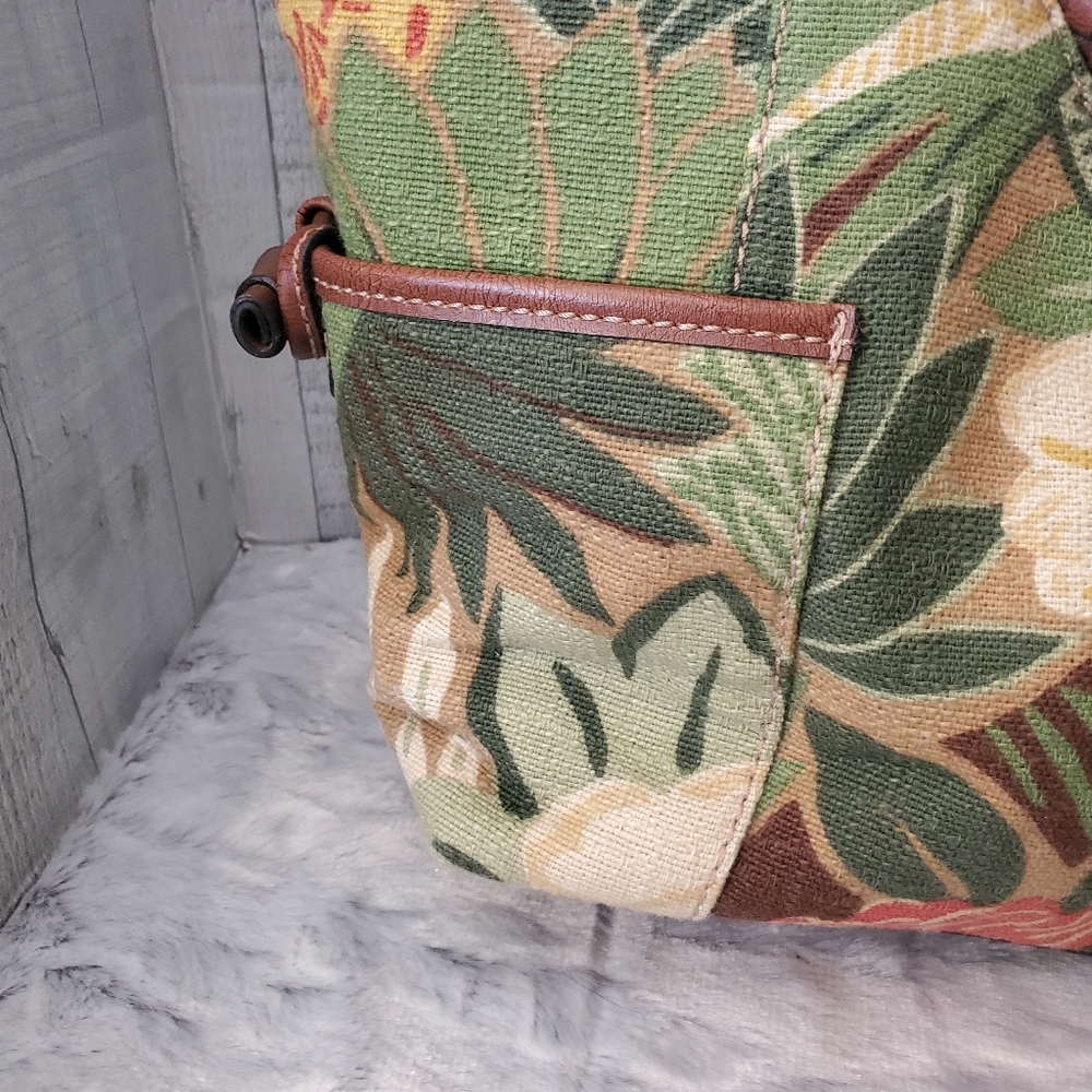 Fossil Canvas And Leather Tropical Handbag - image 6